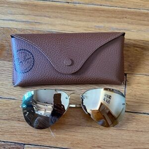 Ray Bans Gold Reflective Aviator Sunglasses